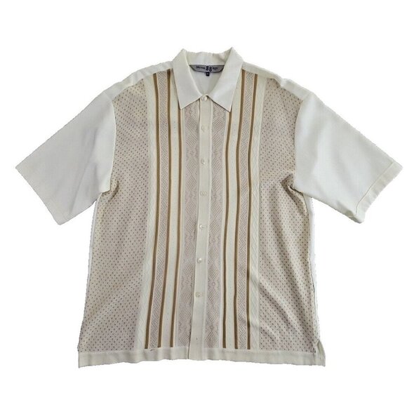 Michael Irvin 88 Casual Shirt Men's 2XL White Brown Textured Button Up Retro VTG - Picture 1 of 15